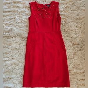 LAND'S END red beaded embellished pencil dress